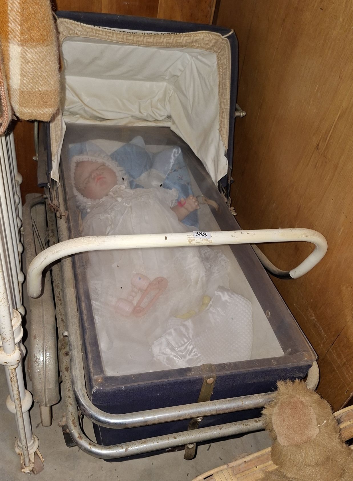 VINTAGE PRAM AND DOLL