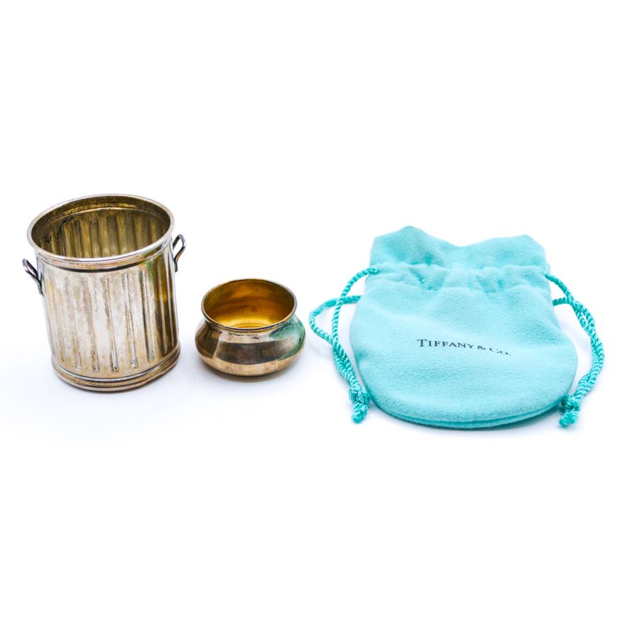 2pc Sterling Miniature Can and Tiffany Salt - 45 Grams TW