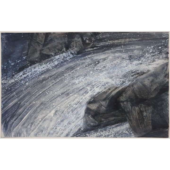 Neil Meitzler ''Blue River'' 1990's Casein on Paper 20''x32'' - Unsigned