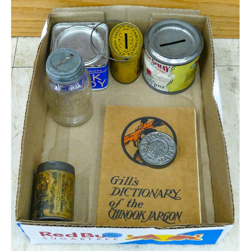 Box Old Tins Etc.