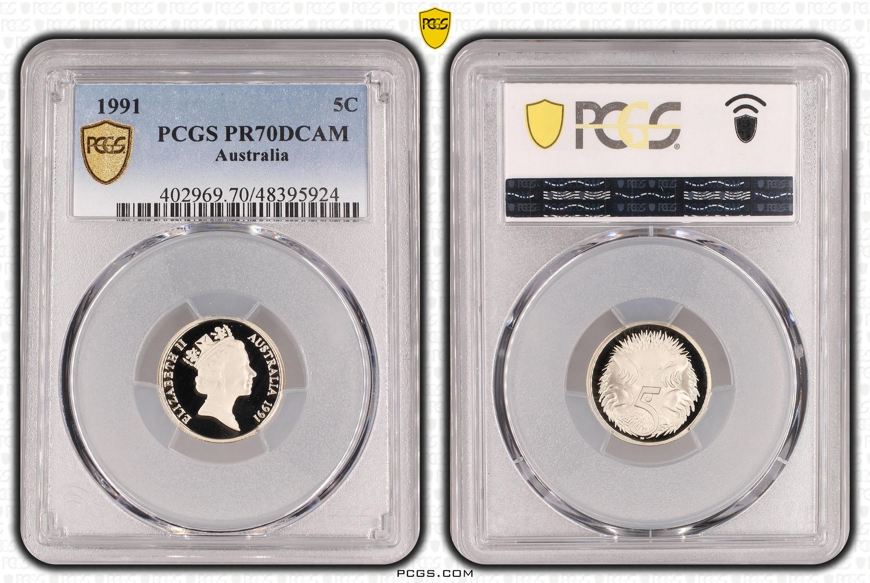Elizabeth II, Five Cent, 1991, PCGS PR70DCAM