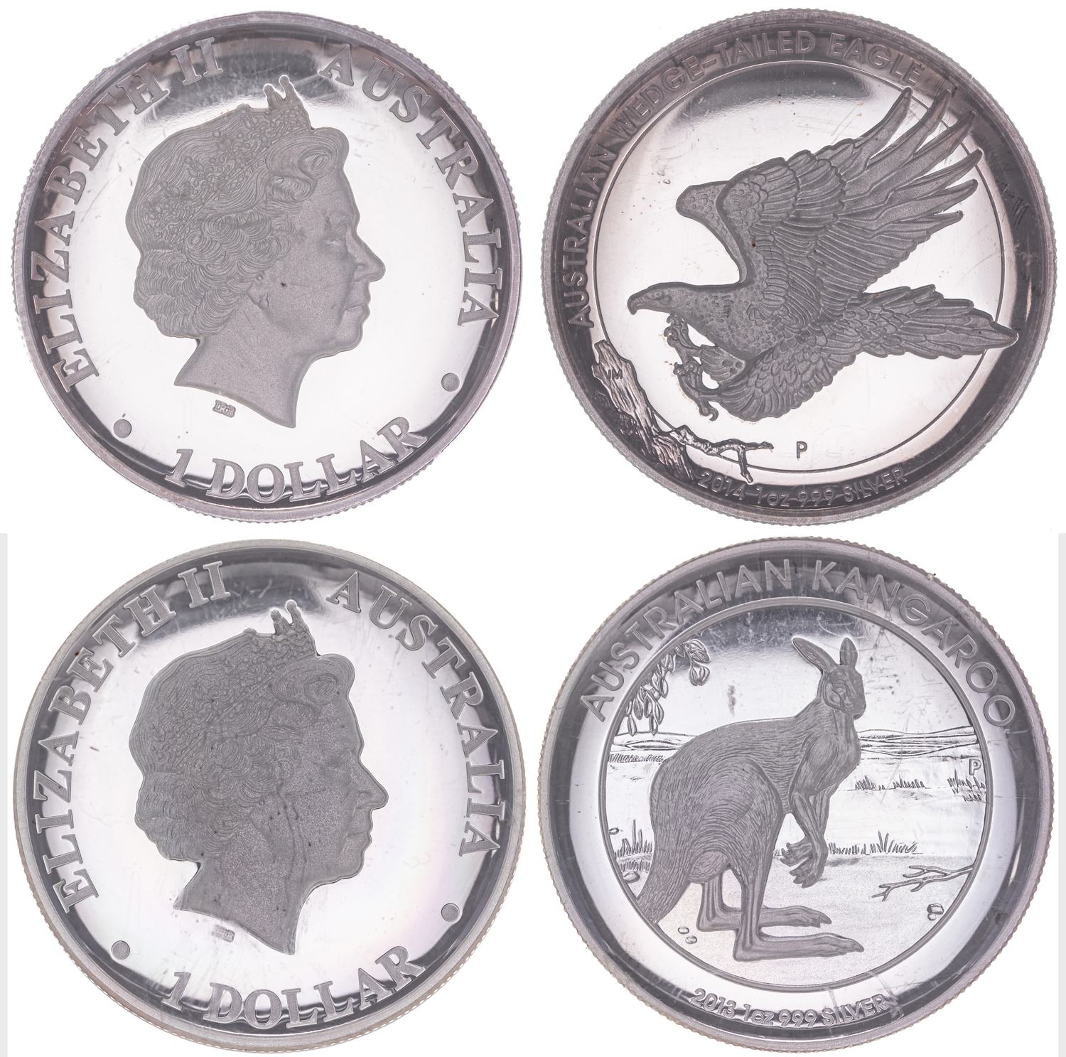 Elizabeth II, Kangaroo & Eagle - High Relief, One Dollar, 2013P - 2014P, NGC PF70 Ultra Cameo