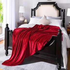 JIAHANNHA FLANNEL FLEECE BLANKET QUEEN SIZE RED 90 BY 90 INCHES BLANKETS FOR COUCH SOFA BED 280GSM,SUPER SOFT PLUSH COZY AND LUXUR