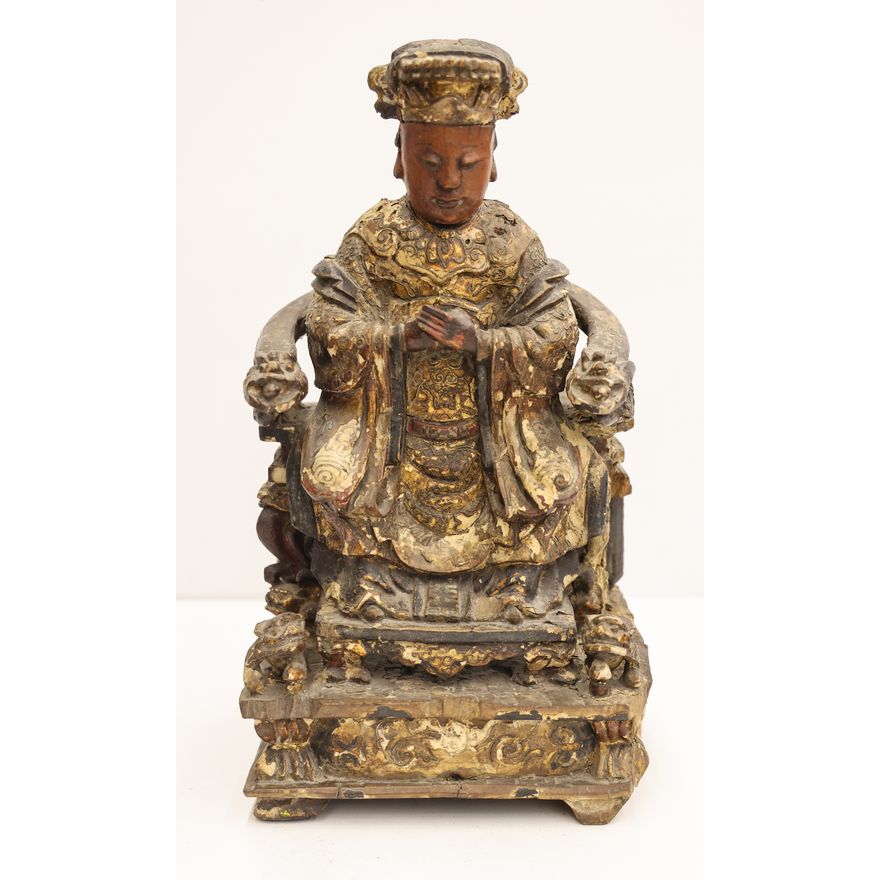 Chinese Seated Empress Lacquered Wood Figure