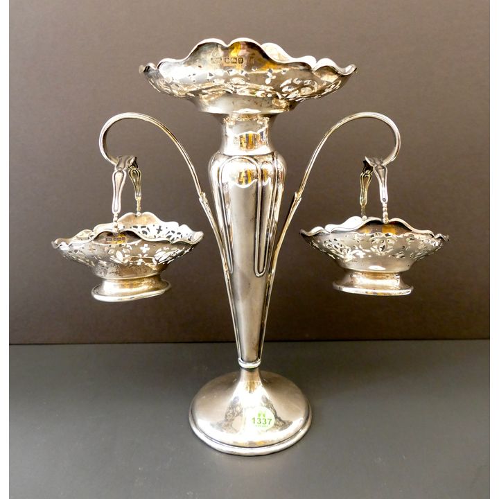 English Sterling Epergne Basket Set- 11''- 570g- filled base