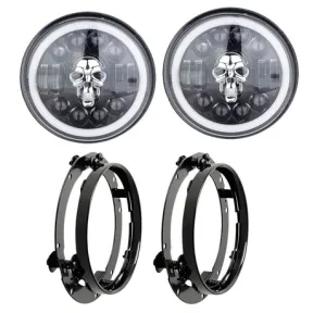 Set of 2 80V LED Super Bright Headlight with 2 Mounting Bracket Rings |