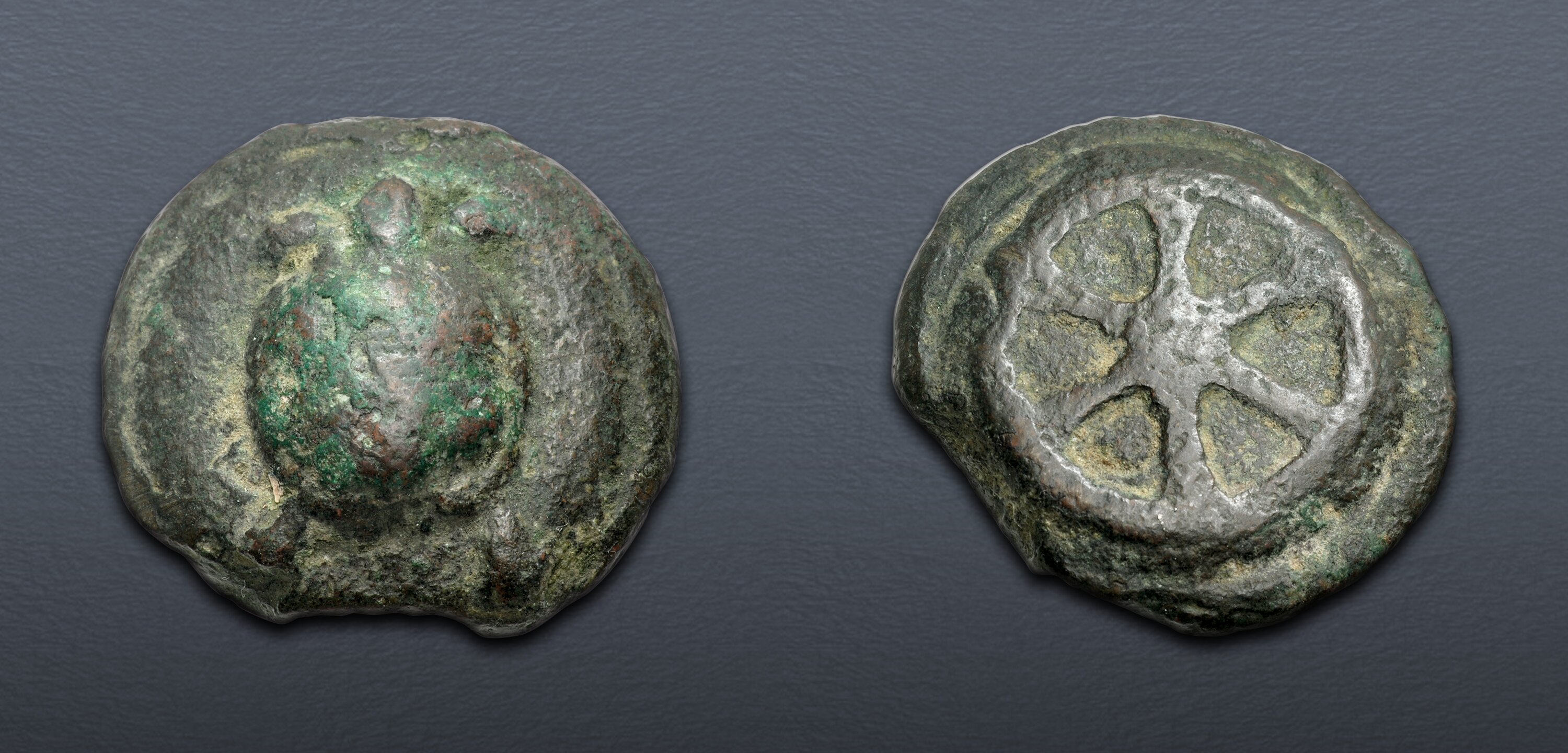 Anonymous. Circa 230 BC. Æ Aes Grave Sextans (32mm, 44.84 g, 12h). Rome ...