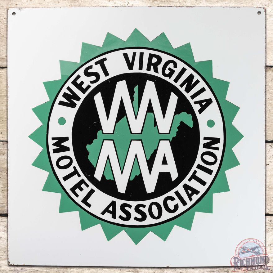 West Virginia Motel Association SS Porcelain Sign w/ Logo