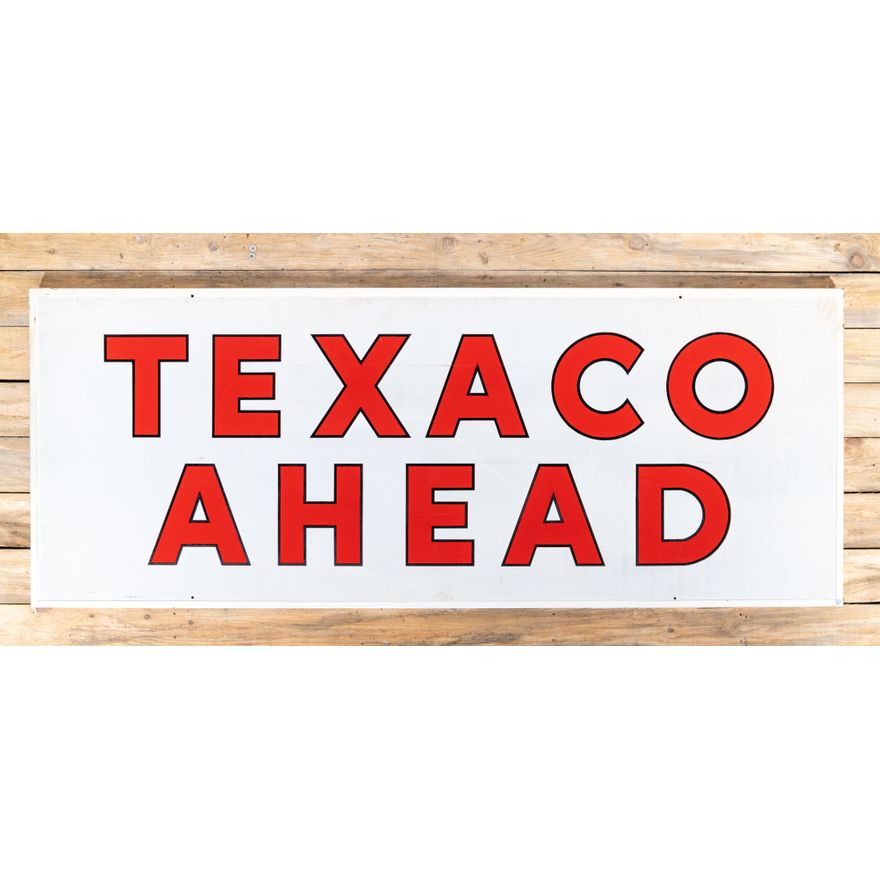 10' Texaco Ahead Single Sided Metal Reflective Identification Wood Backed Sign TAC 8.9