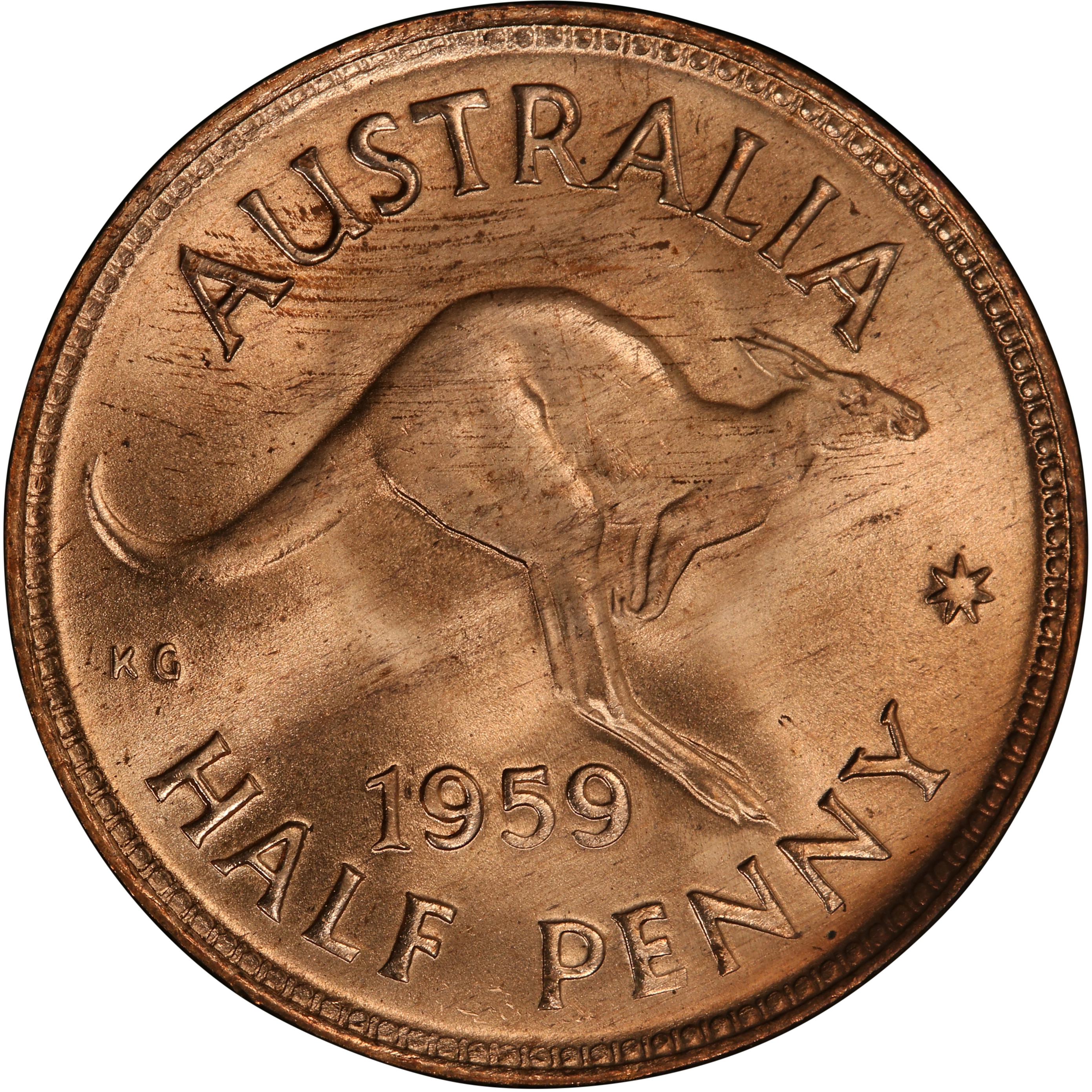 Elizabeth II, Halfpenny, 1959(m), MS 66 RD