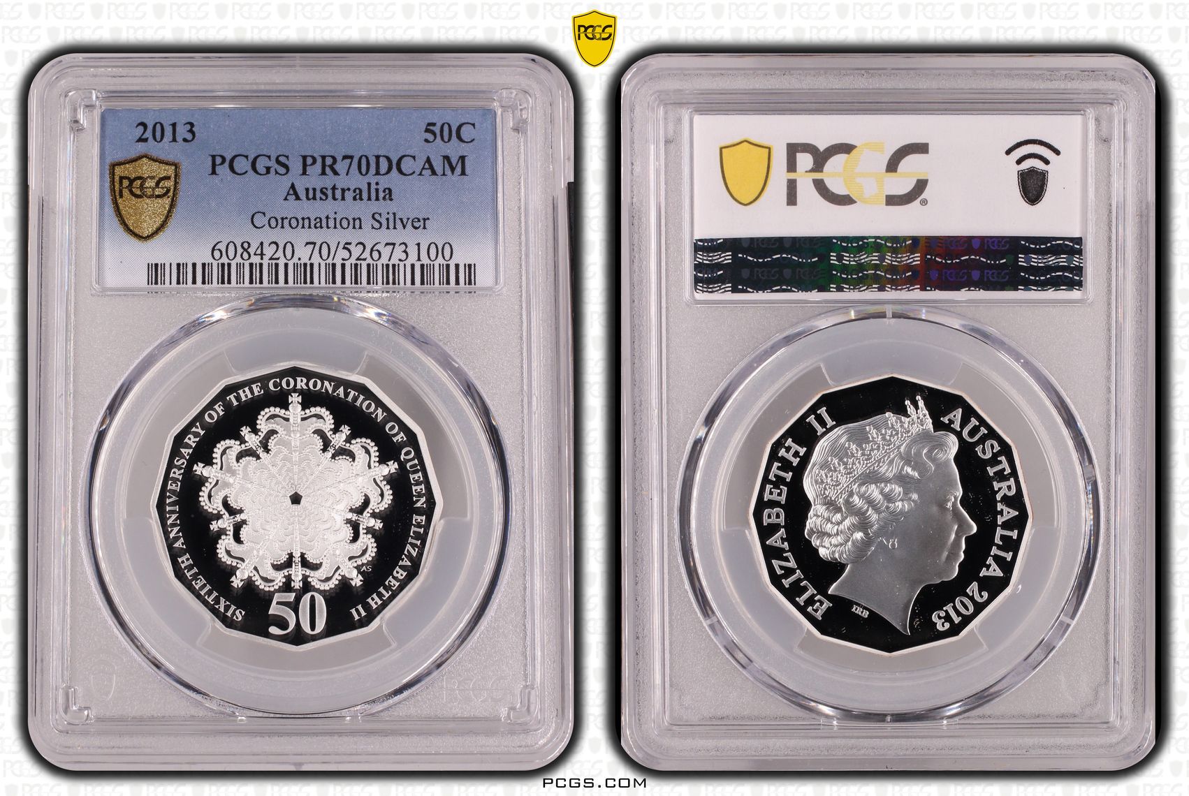 Coronation Silver, POP 6/0, Fifty Cent, 2013, PCGS PR70DCAM