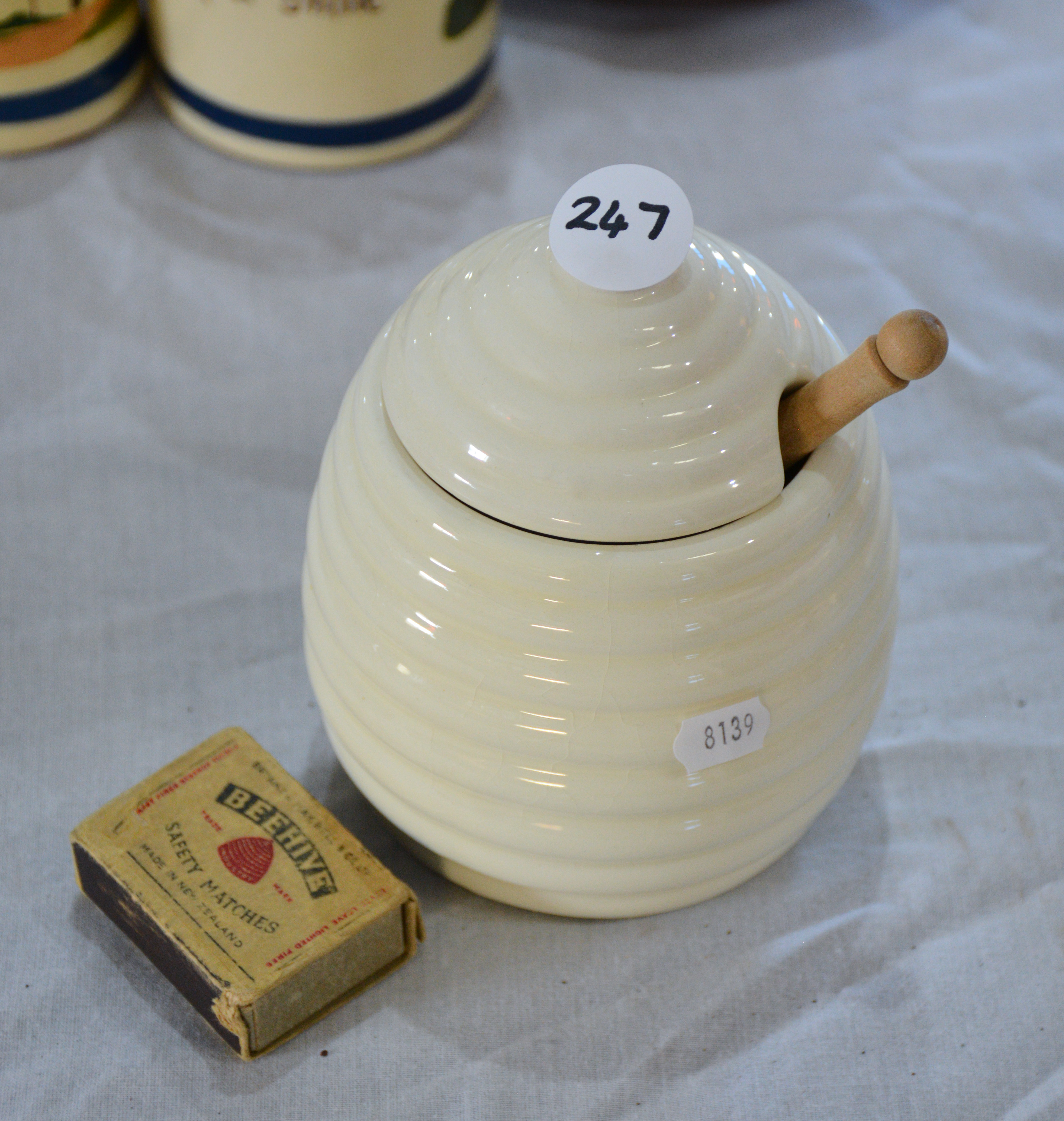 Ceramic Honey Jar with Honey Wand — sold at auction in New Zealand for $10