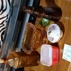 Refrigerator glass, Aunt Jemima, hen on nest, misc