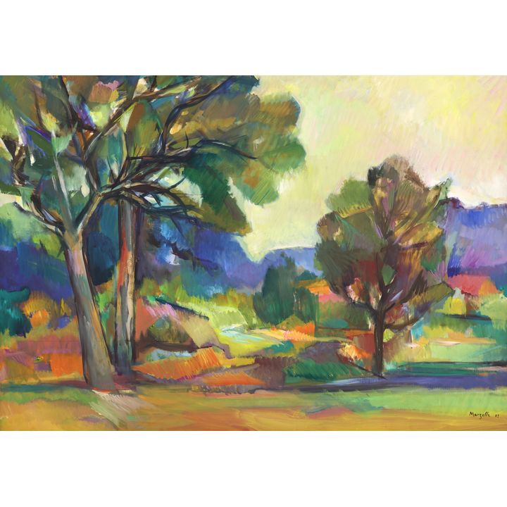 Jean Marzelle ''Paysage de Provence'' 1985 Oil