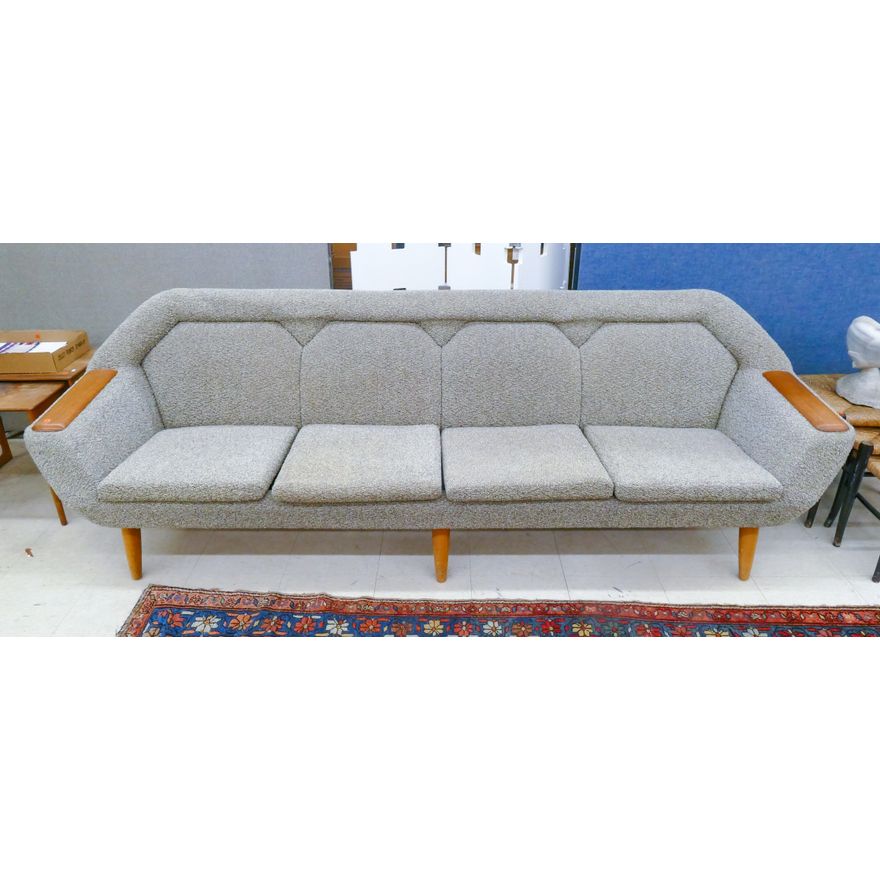 Danish Mid Century Teak Arm Upholstered Sofa 31''x95''x28''