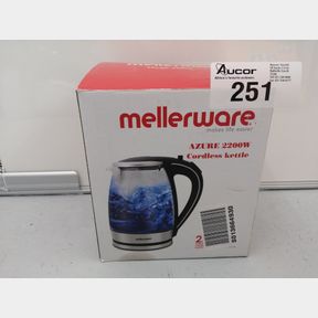 MELLERWARE KETTLE 360 DEGREE CORDLESS GLASS SILVER 1.8L 2200W ''AZURE''