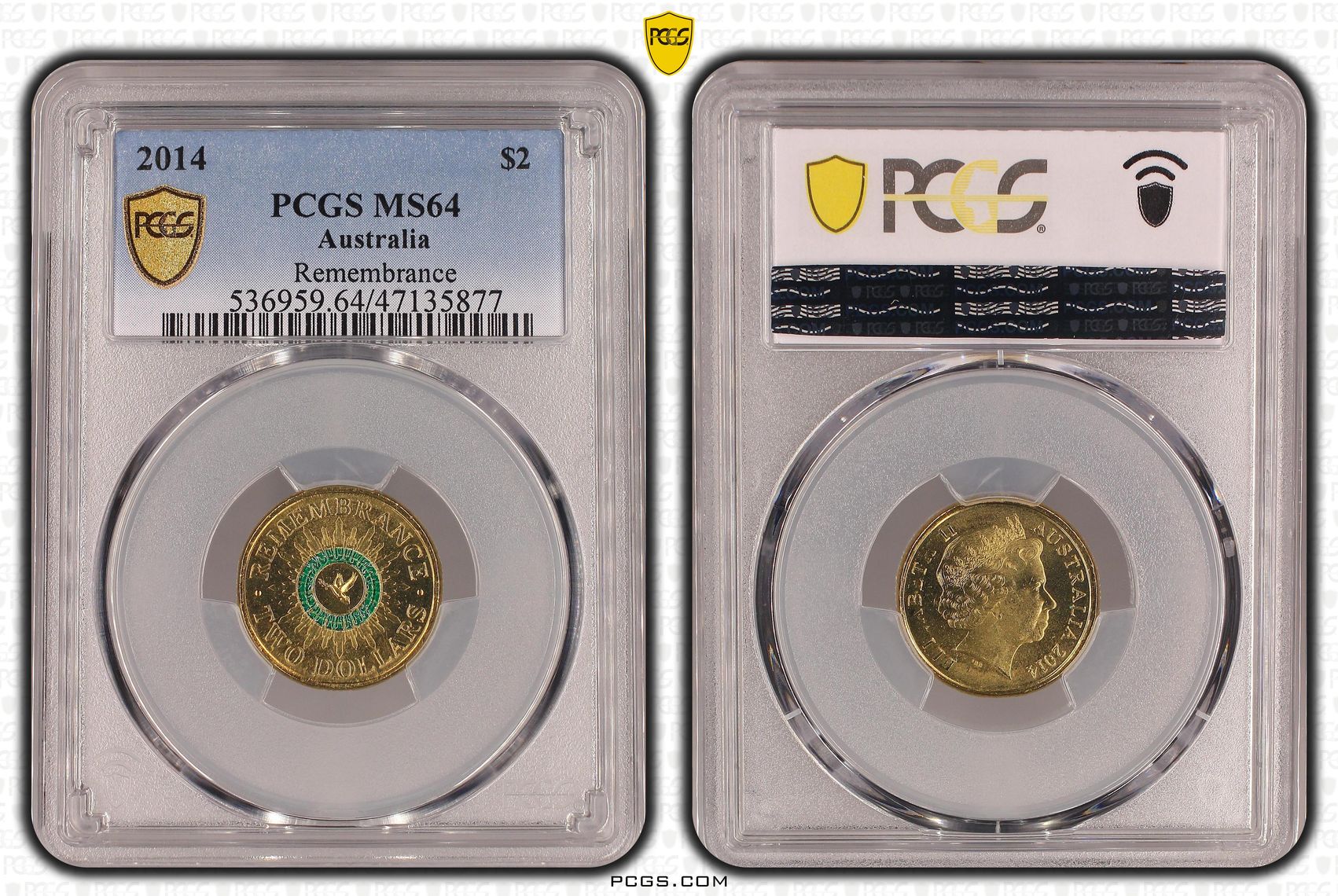 Elizabeth II, Remembrance - Colorized, Two Dollar, 2014, PCGS MS64