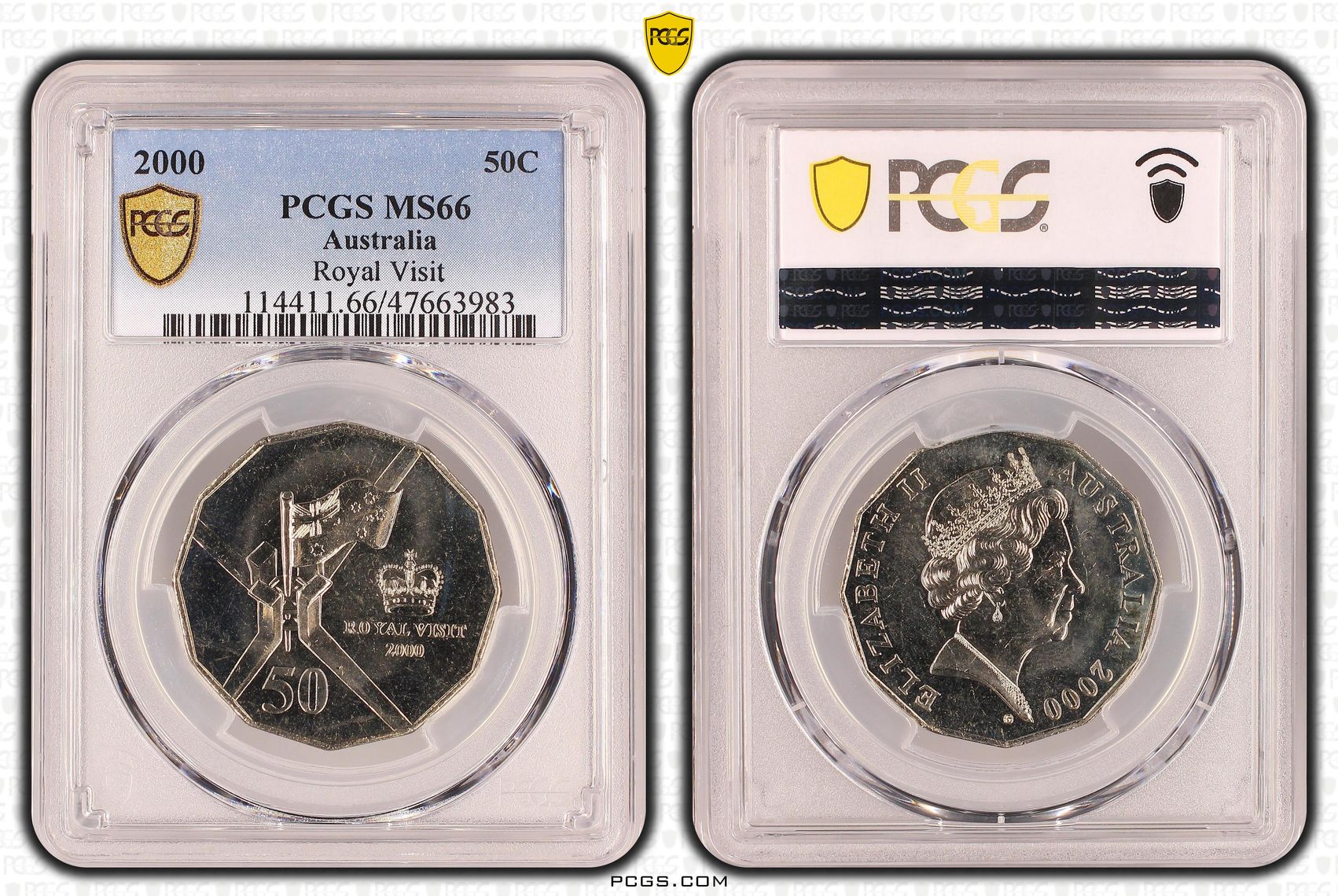Royal Visit, Fifty Cent, 2000 POP Report 6/0, PCGS MS 66