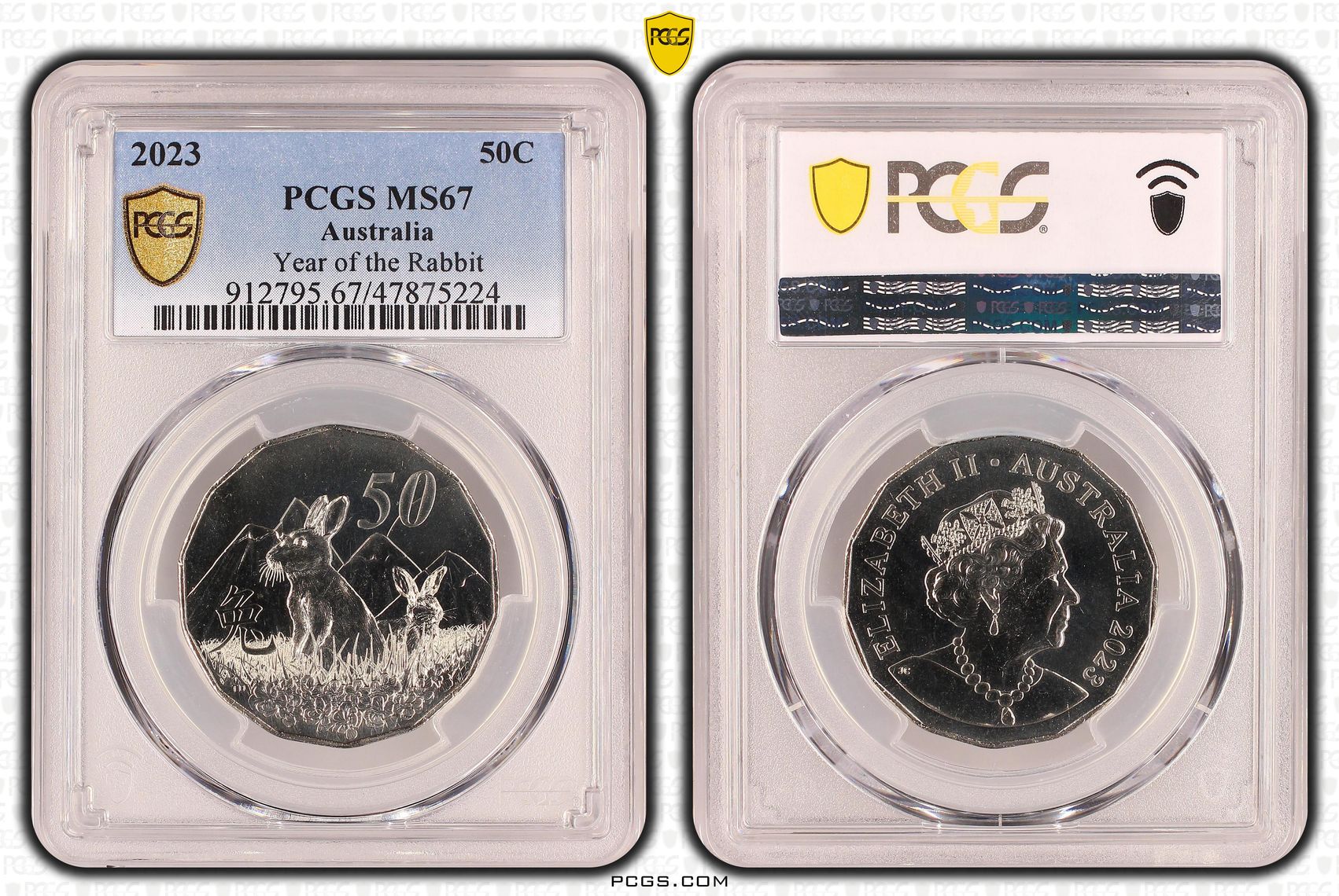 217 · Elizabeth II, Year of the Rabbit , Fifty Cent, 2023, PCGS MS67