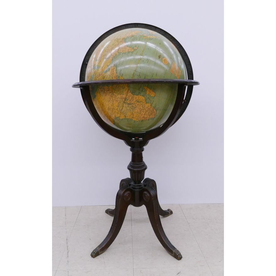 Vintage Weber Costello World Globe on Wood Stand- 39''