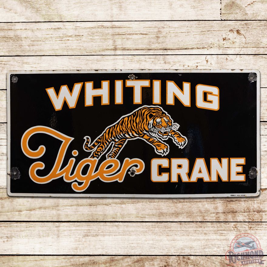 Whiting Tiger Crane SS Porcelain Sign