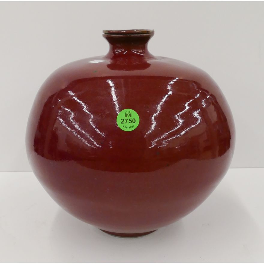Studio Pottery Oxblood Glazed Vase- 9''