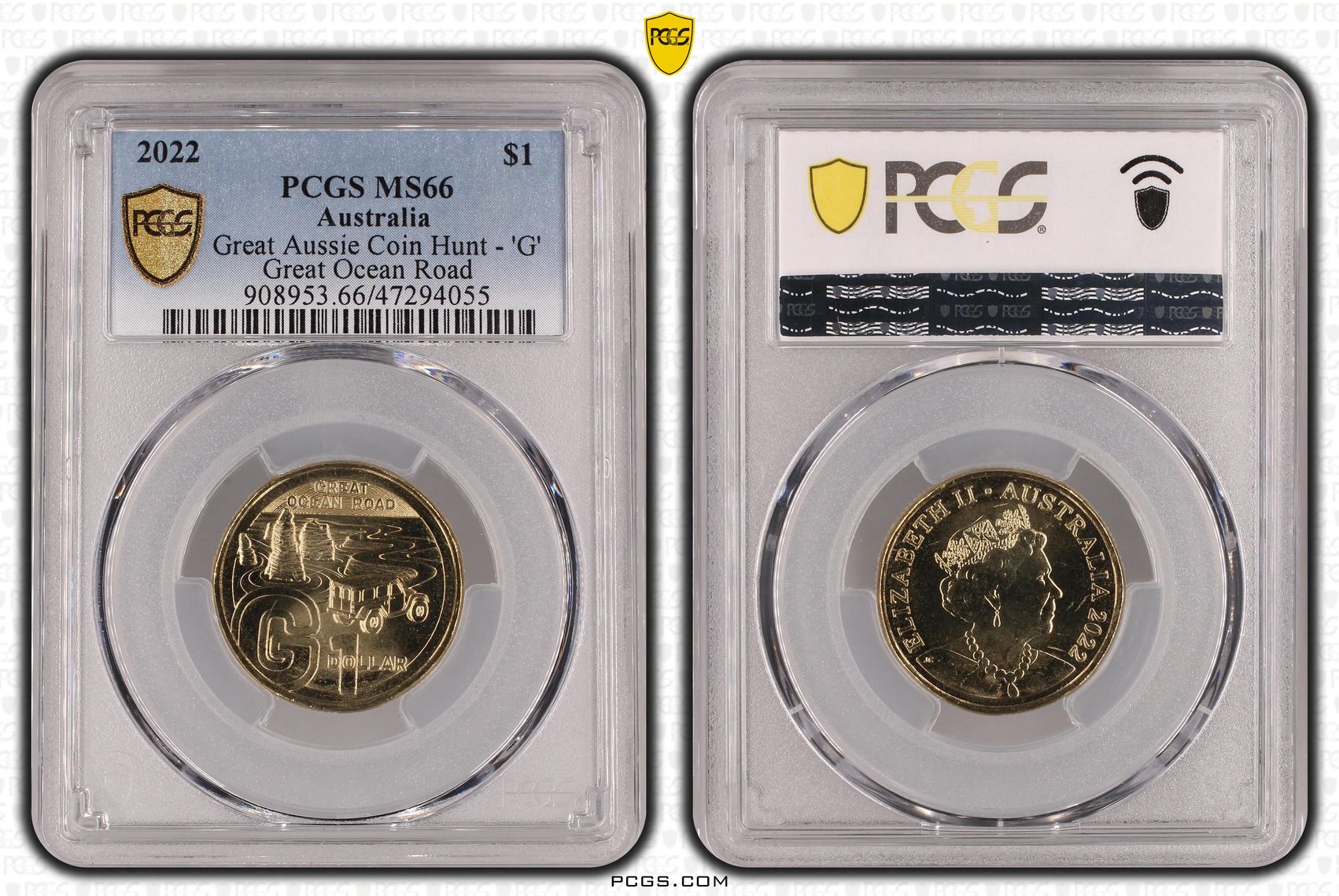 Great Aussie Coin Hunt - 'G', One Dollar, 2022, PCGS MS 66