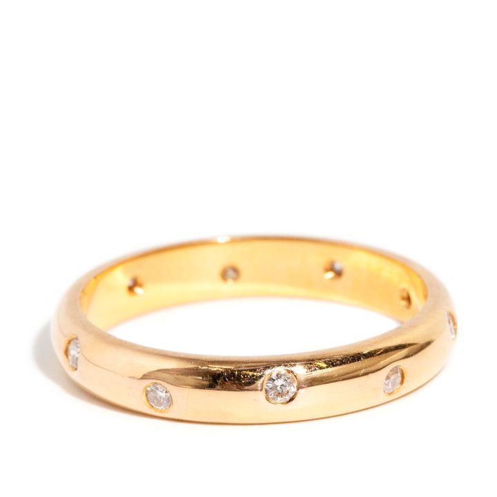 Hammer Set Diamond 18ct Gold Ring,