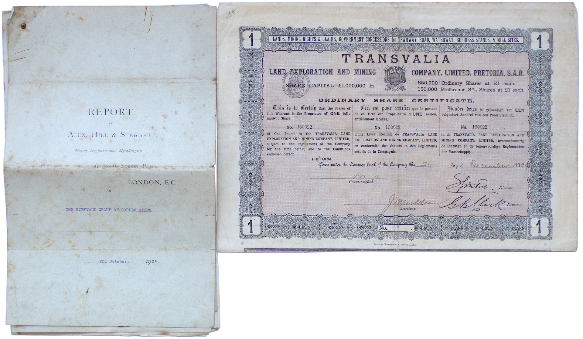 336 · South Africa, Gold Mine Share, 1895, EF