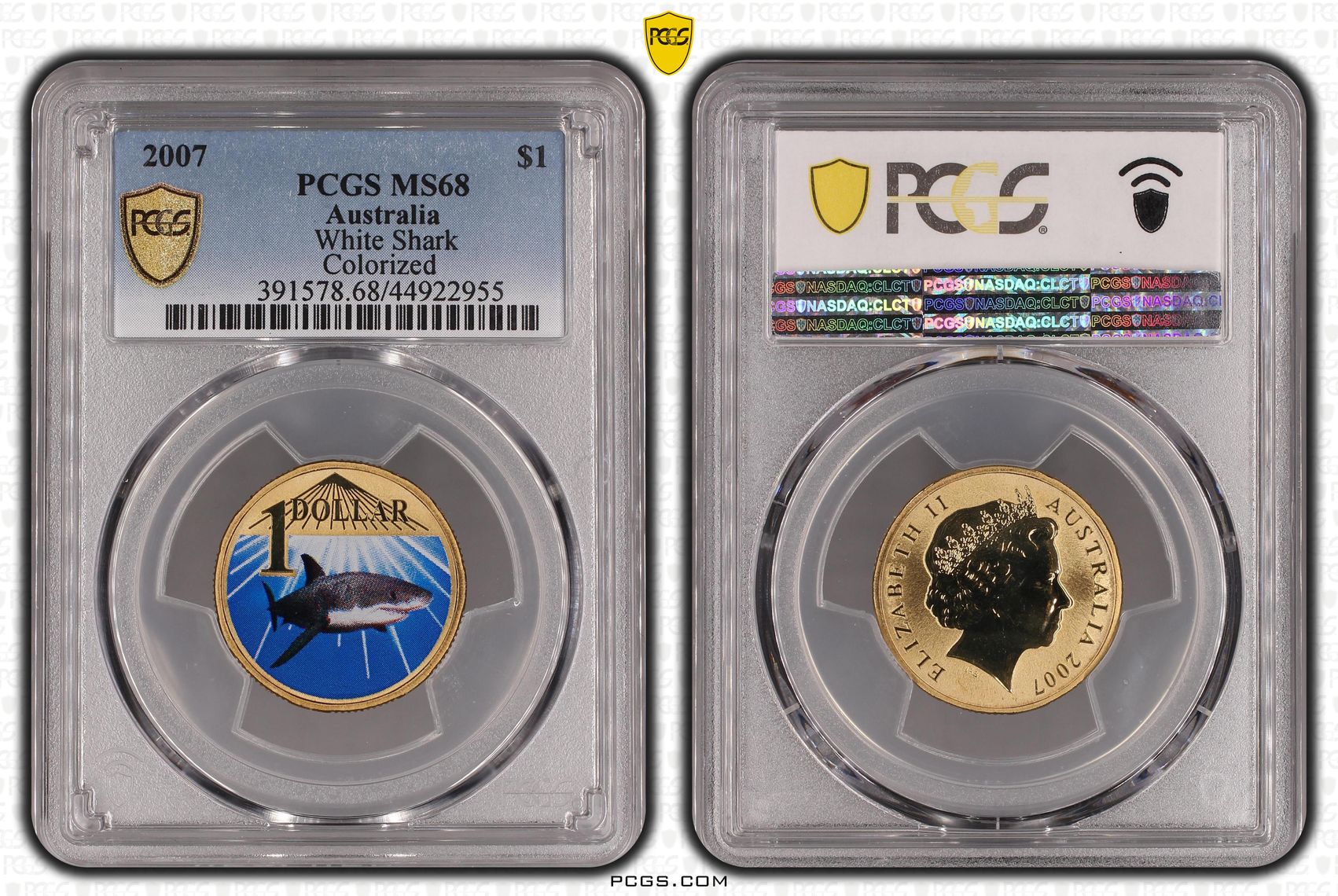 White Shark , One Dollar, 2007, PCGS MS68