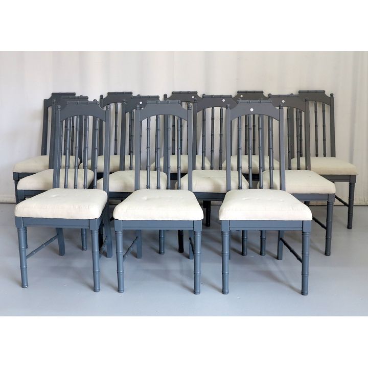 SET OF 12 PAINTED DINING CHAIRS