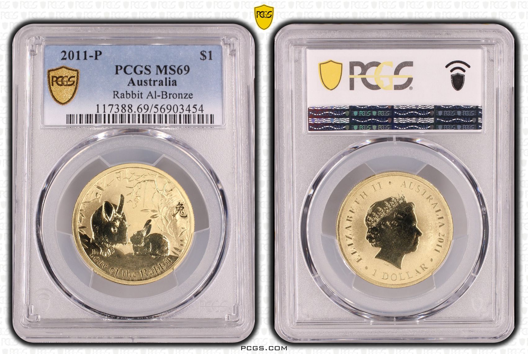 Rabbit Al-Bronze, POP 3/0, One Dollar, 2011-P, PCGS MS69