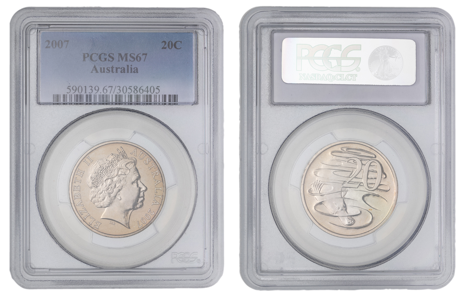 Elizabeth II, Twenty Cent, 2007, PCGS MS67