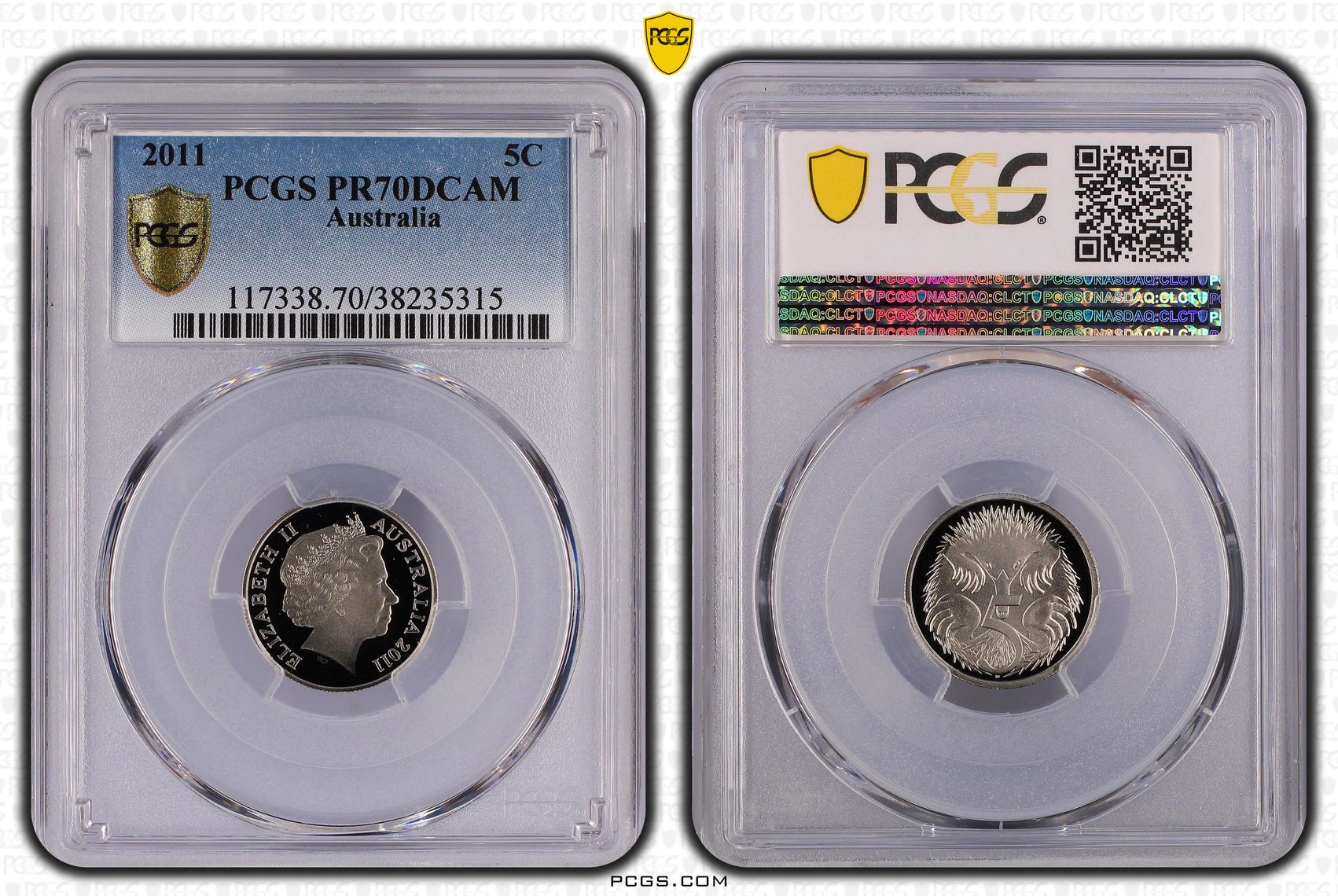 91 · 2011 Australia Five Cent, 5c PCGS - PR70DCAM POP 18/0 -315