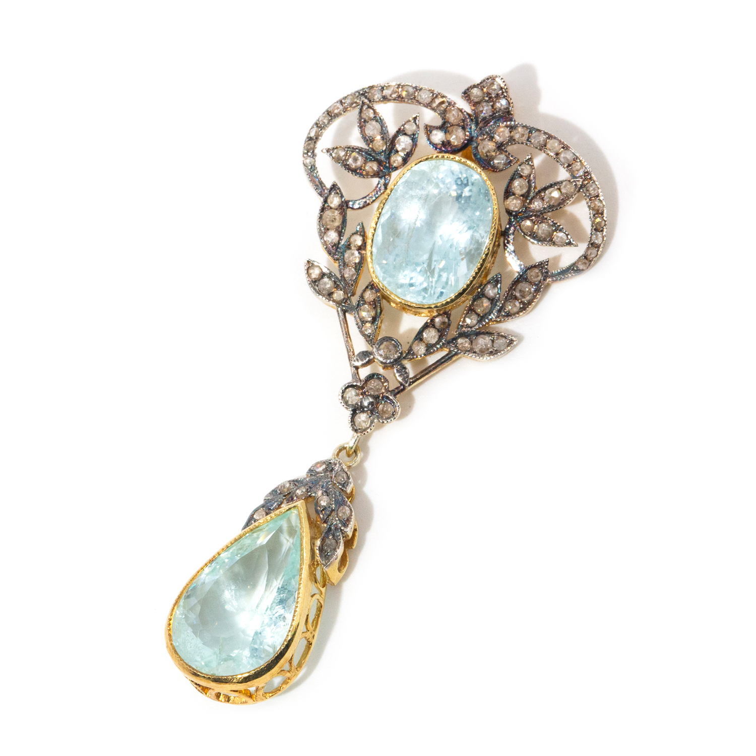 Reproduction Aquamarine & Diamond Pendant
