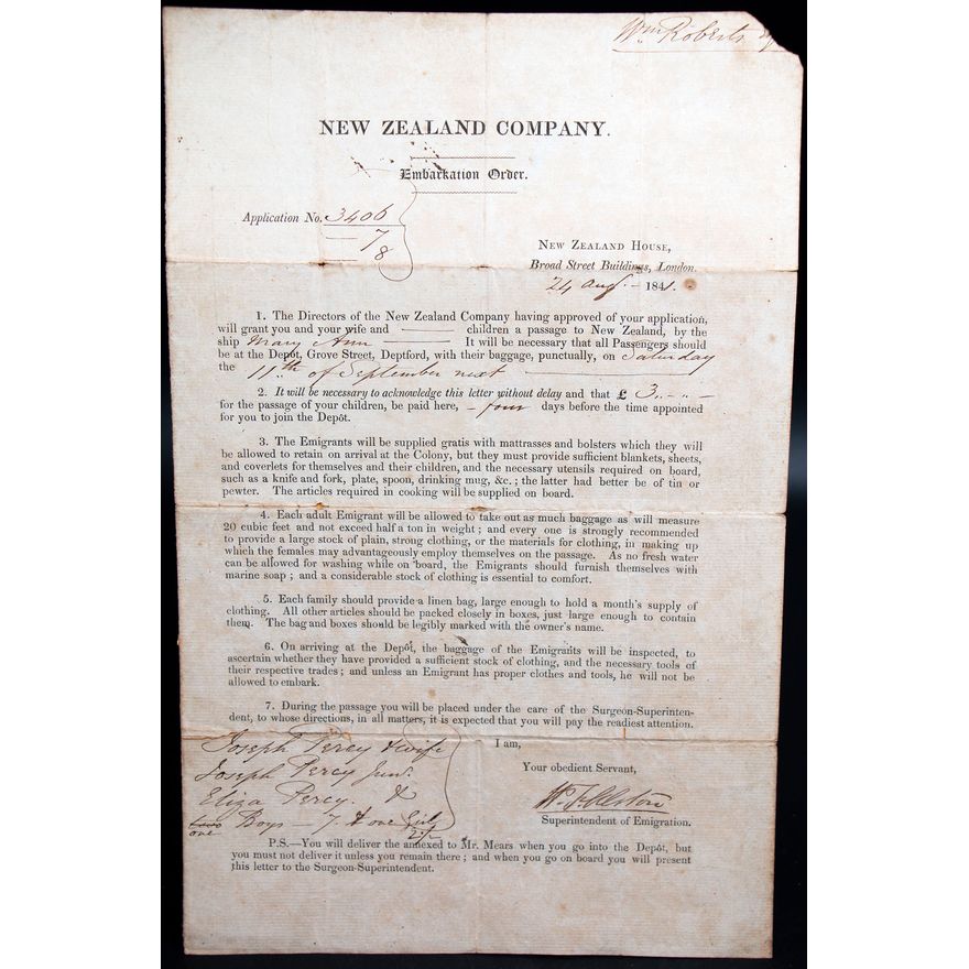 New Zealand Company: Embarkation Order - Application No 3406-78