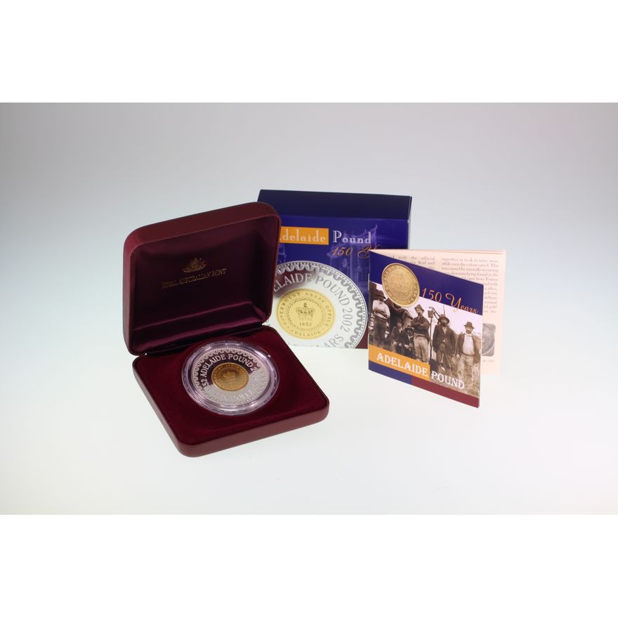 2002 RAM $10 150 Years Adelaide Pound Silver Coin 24ct Gold Plating