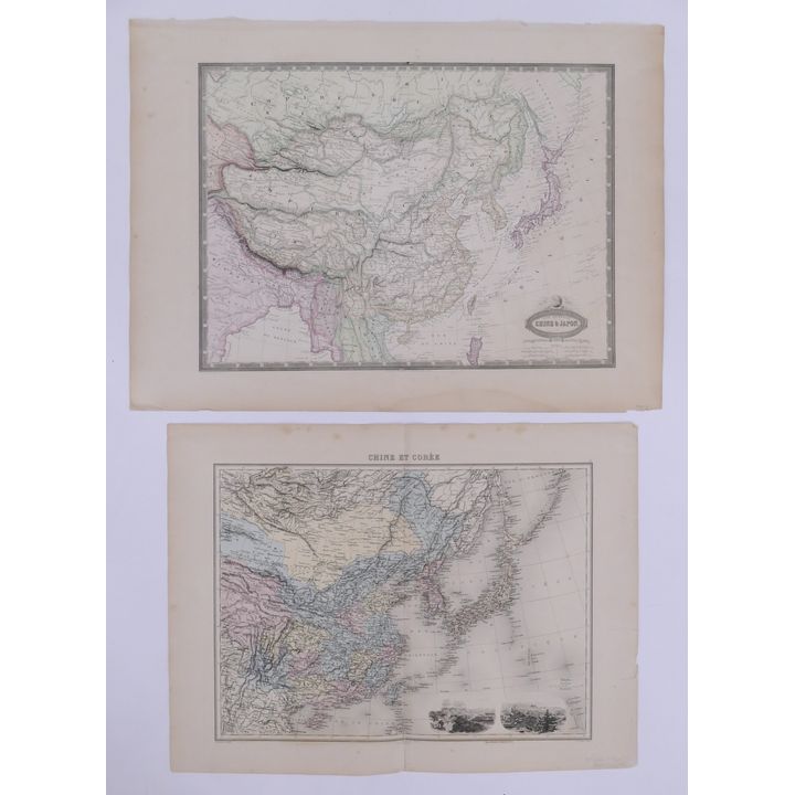 2pc 1860 French Maps of Asia. Garnier and Migeon