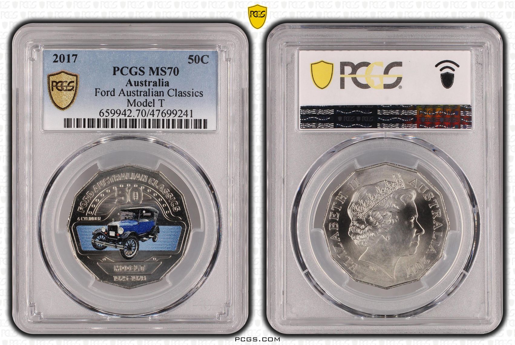 Ford Australian Classics - Model T, Fifty Cent, 2017 POP Report 3/0, PCGS MS 70
