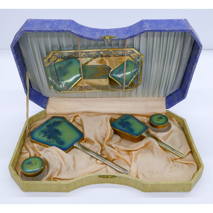 Box Vintage Floral Dresser Set w/ Case