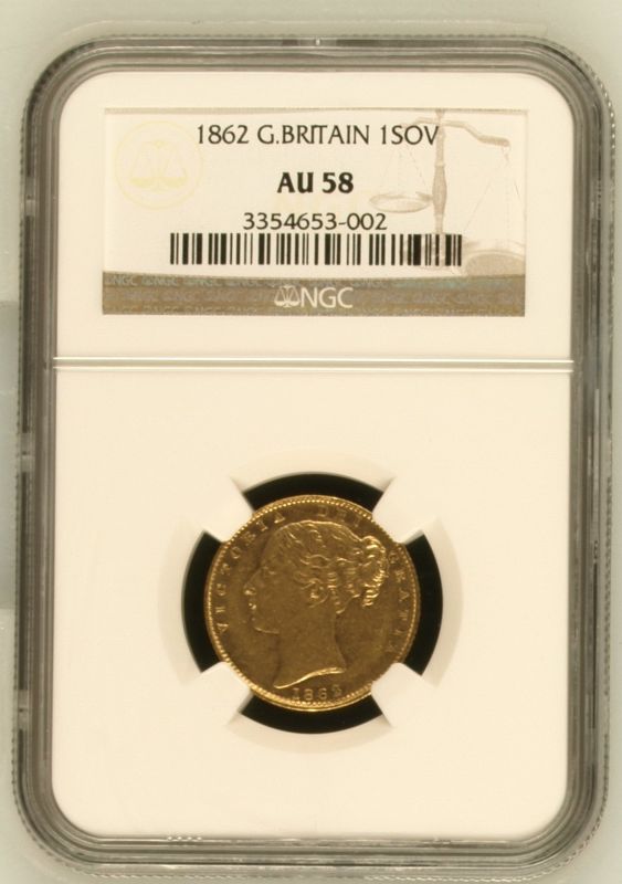 1862 Gold Sovereign NGC AU 58 | The Coin Cabinet Auctions