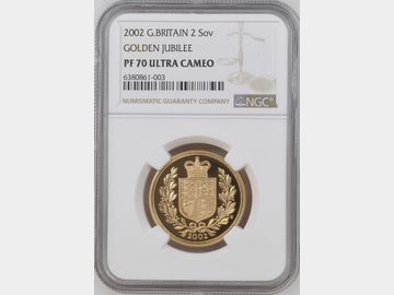 2002 ELIZABETH II GOLDEN JUBILEE PROOF GOLD 2 POUND COIN PF70 UCAM
