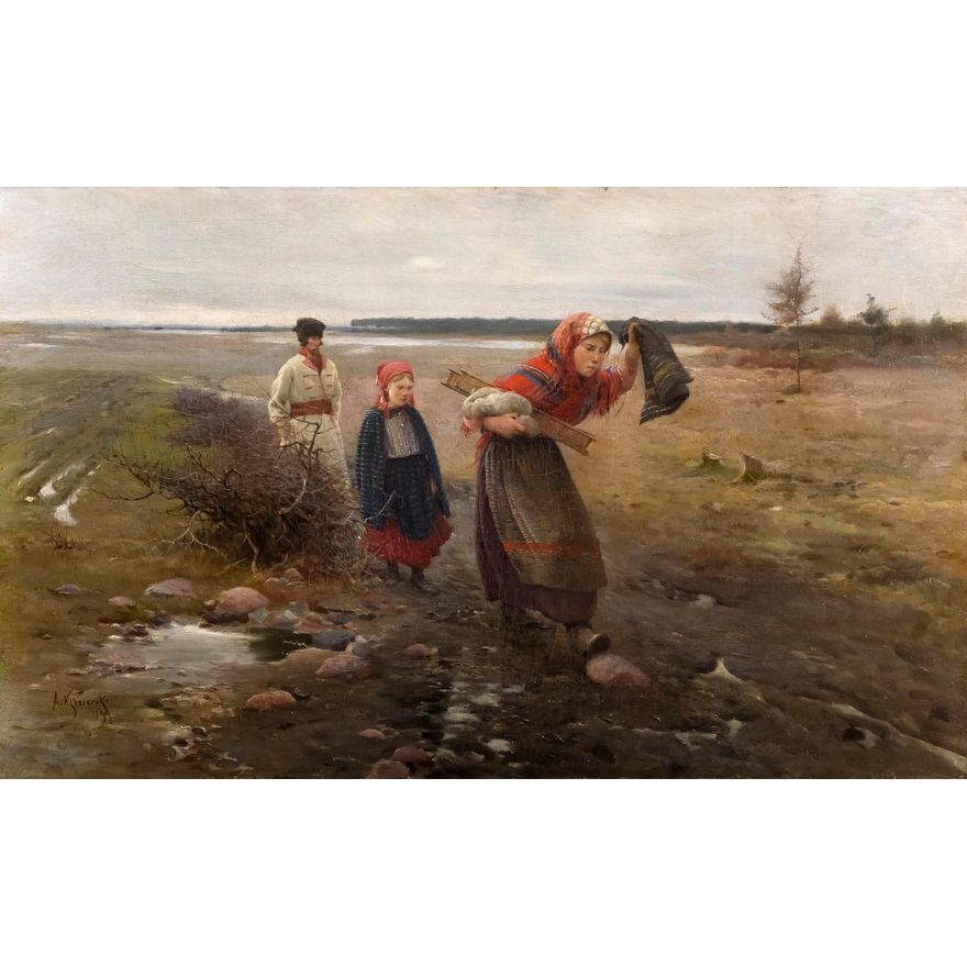 Apoloniusz Kędzierski | Na błotnistej drodze, 1890 r.