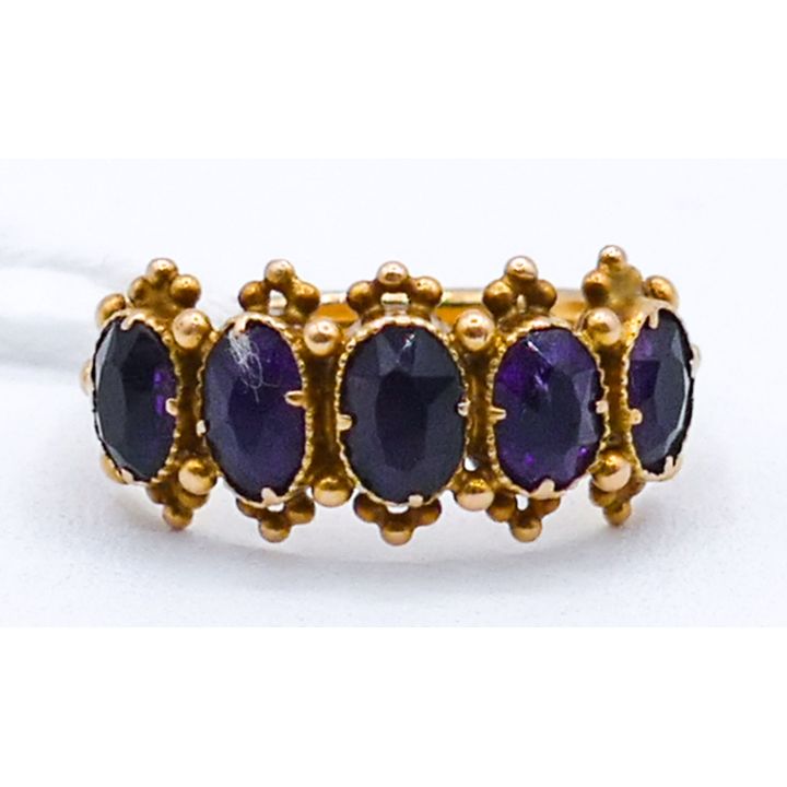 Ladies 18k Amethyst Mutli-Stone Ring Size 6.5 - 2.8 Grams