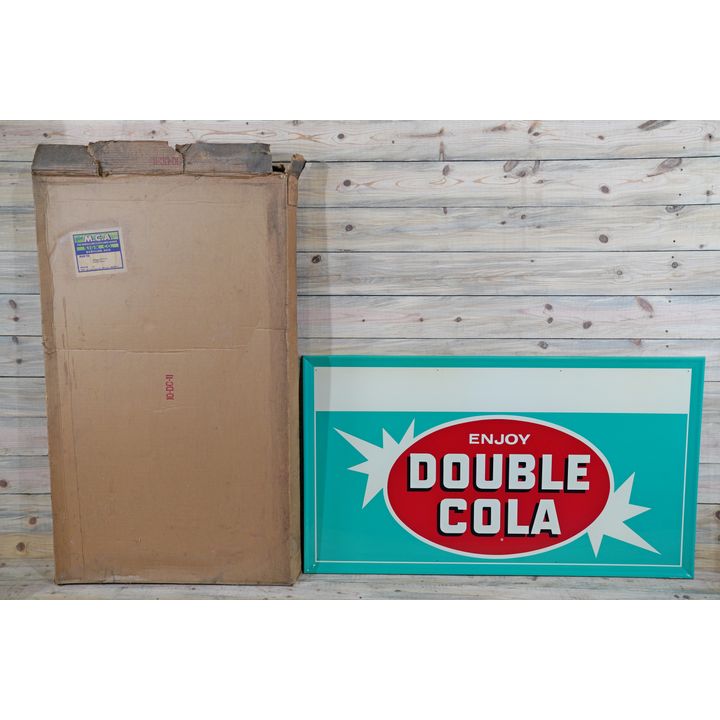 Enjoy Double Cola w/ Privilege Panel & Original Box Single Sided Tin Embossed Metal Sign TAC 9.5