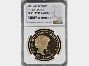 1999 PROOF GOLD 5 POUND PF68 UCAM WITH BOX AND CERTIFICATION