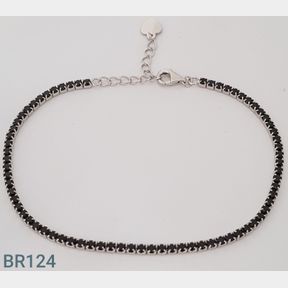 STERLING SILVER BLACK COLOUR CZ TENNIS BRACELET - 51543/274