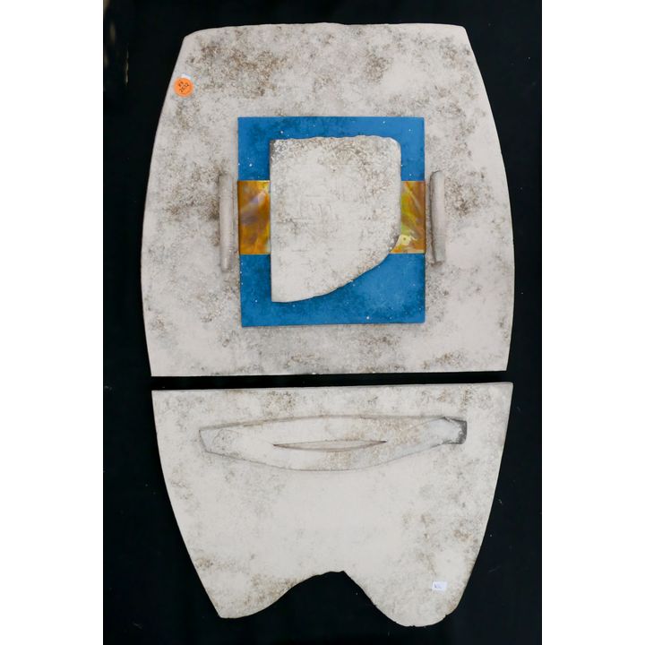 2pc Naylor Studio Pottery Plaques Largest 15" x 15.5"