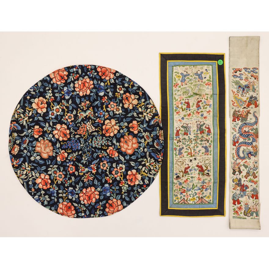 3pc Chinese Silk Embroidered Assorted Panels