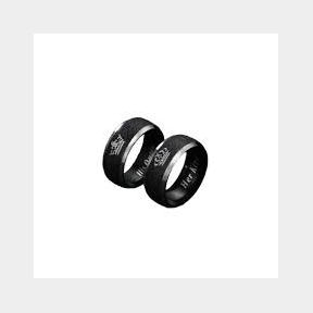 2pcs Couple Crown Letter Graphic Ring -2CM-51724/1088-bar 9902031619484 B1 (S9)